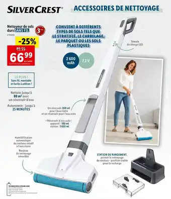 Lidl Silver Crest Nettoyeur de Sols Durs Sans Fil offre