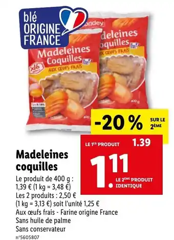 Lidl Madeleines Coquilles offre