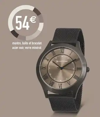 Montre Boîte Et Bracelet Acier Noir Verre Minéral