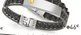 E.Leclerc Bijoux Bracelet Acier Et Cuir Diamètre Petit Modèle or Jaune offre