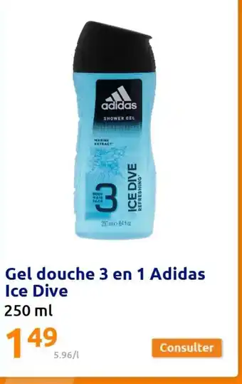 Gel Douche 3 En 1 Adidas Ice Dive 250ml