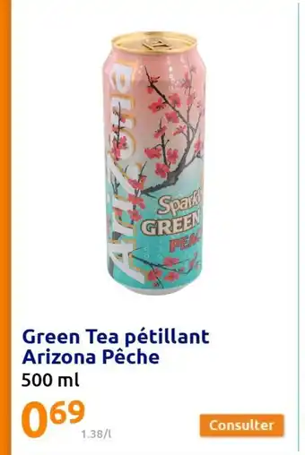 Action Green Tea Pétillant Arizona Pêche offre