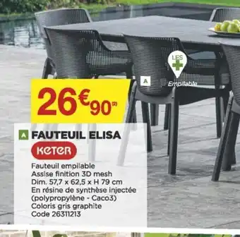 Bricomarché Keter Fauteuil Elisa offre