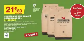 Bricomarché Charbon de Bois Qualité Restaurant 30L offre