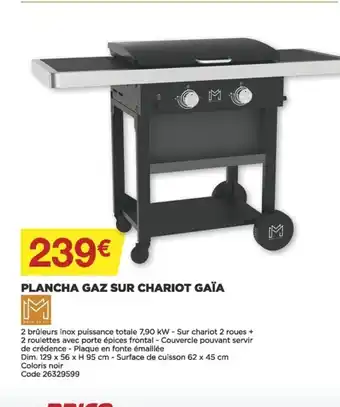 Bricomarché Plancha Gaz Sur Chariot Gaïa offre