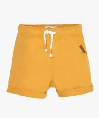Bermuda bébé garçon en toile à taille élastiquée vue1 - gemo(bebe debt) - gemo