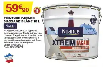 Bricomarché Nuance Peinture Façade Siloxane Blanc 10L offre