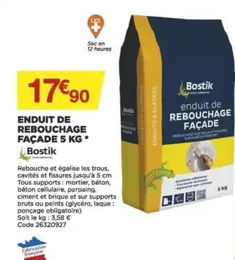 Bricomarché Bostik Enduit de Rebouchage Façade 5kg offre
