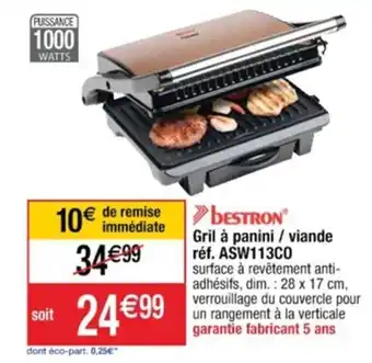 Cora x Carrefour Gril à panini/viande réf. ASW113C0 offre