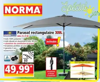 Norma Parasol Rectangulaire offre
