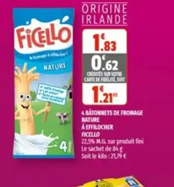 Coccimarket Ficello 4 Bâtonnets de Fromage Nature à Effilocher offre