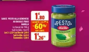 Coccimarket Sauce Pesto Alla Genovese Au Basilic Frais Barilla offre