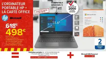 Hp/microsoft l'ordinateur portable hp + la carte office
