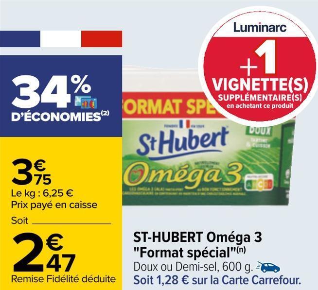 Promo Sthubert beurre oméga 3 "format spécial" chez Carrefour