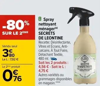 Carrefour Secrets de leontine spray nettoyant ménager offre