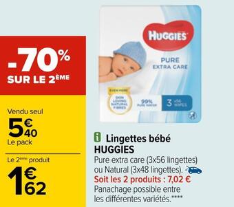 Carrefour Huggies lingettes bébé offre