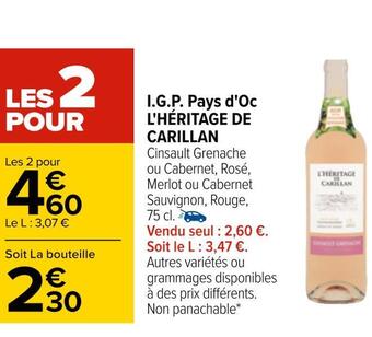 Carrefour L'héritage de carillan i.g.p. pays d'oc offre
