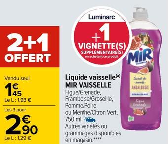 Mir vaisselle liquide vaisselle