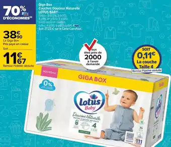 Carrefour Lotus baby giga box couches douceur naturelle offre