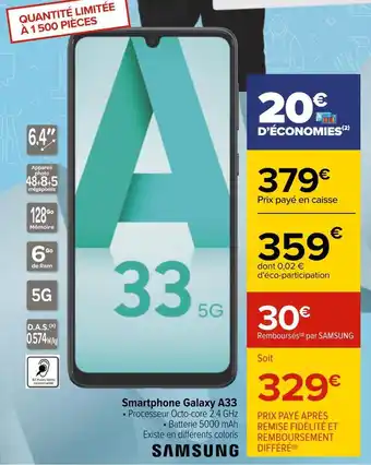 Carrefour Samsung smartphone galaxy a33 offre
