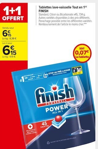 Carrefour Market Finish tablettes lave-vaisselle tout en 1 offre