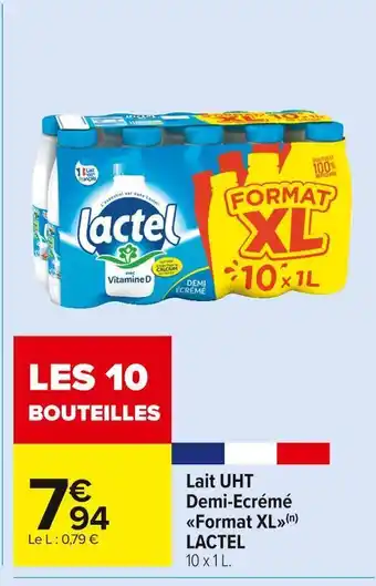Lactel lait uht demi-ecrémé format xl