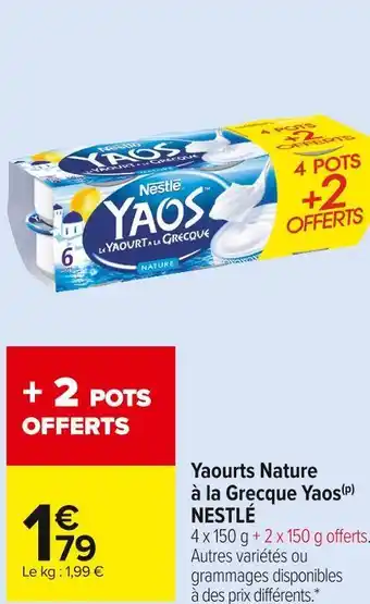 Carrefour Market Nestlé yaourts nature à la grecque yaos offre