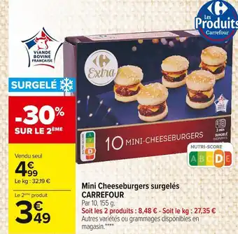 Carrefour Market Carrefour mini cheeseburgers surgelés offre