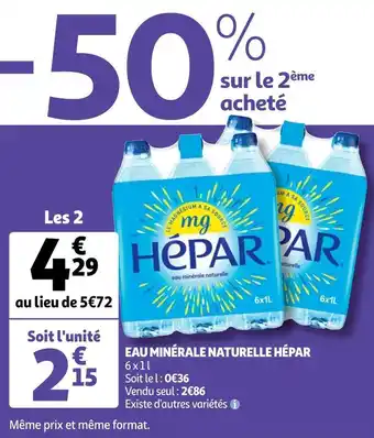 Auchan Hépar eau minérale naturelle offre