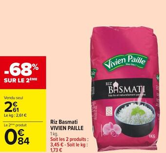 Carrefour Market Vivien paille riz basmati offre