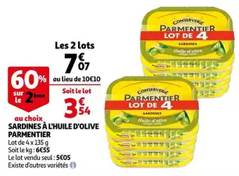 Auchan Parmentier sardines à l'huile d'olive offre