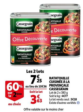 Auchan Cassegrain ratatouille cuisinée à la provençale offre