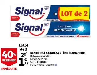 Auchan Signal dentifrice signal système blancheur offre