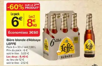 Carrefour Contact Bière Blonde D'abbaye Leffe offre