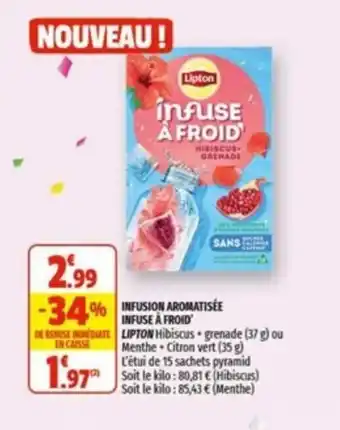 Coccinelle Supermarché LIPTON infusion aromatisée infuse à froid offre