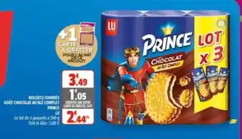 Coccinelle Supermarché LU biscuits fourrés goût chocolat au blé complet prince offre