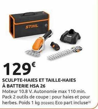 Rural Master Sculpte-haies Et Taille-haies à Batterie Hsa 26 offre