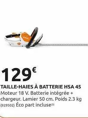 Rural Master Taille-haies à Batterie Hsa 45 offre