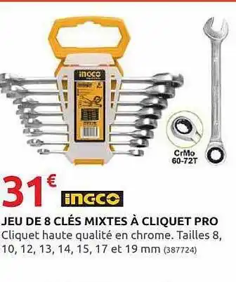 Rural Master Jeu De 8 Clés Mixtes à Cliquet Pro Inc-co offre