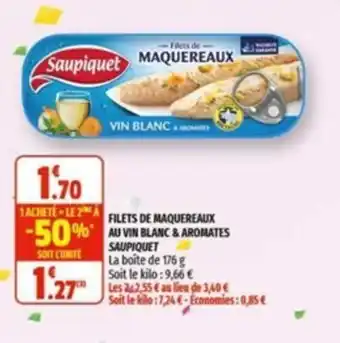Coccinelle Supermarché SAUPIQUET filets de maquereaux au vin blanc & aromates offre