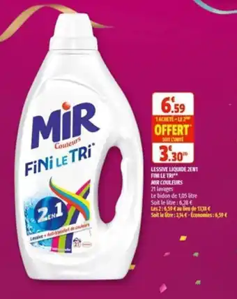 Coccinelle Supermarché MIR COULEURS lessive liquide 2en1 fini le tri offre