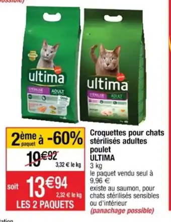 Cora x Carrefour Croquettes pour chats stérilisés adultes poulet offre