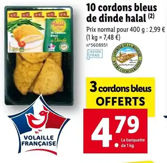 Lidl 10 cordons bleus de dinde halal offre