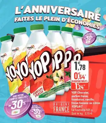 G20 YOPLAIT YOP chocolat, parfum fraise, framboise, vanille, fraise banane ou citron offre