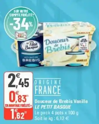 LE PETIT BASQUE douceur de brebis vanille