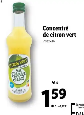 Lidl Concentré de citron vert offre