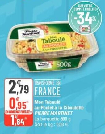 G20 PIERRE MARTINET mon taboulé au poulet à la ciboulette offre