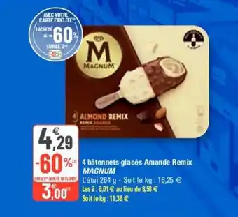 G20 MAGNUM 4 batonnets glacés amande remix offre