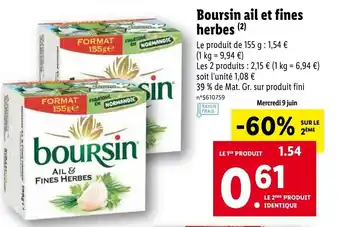 Lidl Boursin ail et fines herbes offre