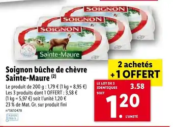 Lidl Soignon bûche de chèvre sainte-maure offre